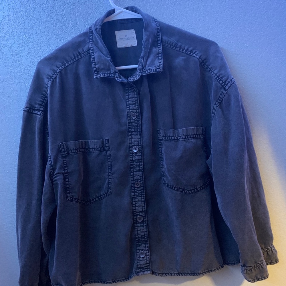 AE charcoal utility button up